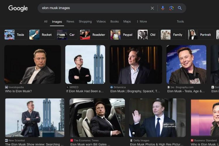 Screenshot of Searching for Elon Musk Images in Google