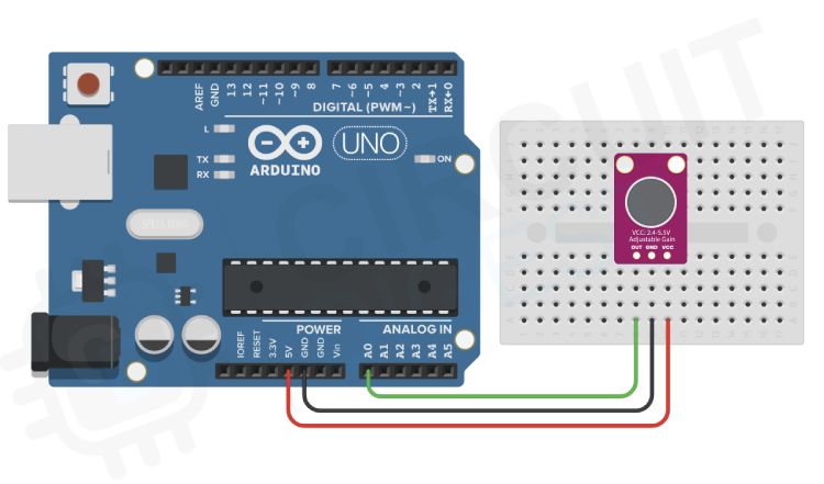 MAX4466 Microphone Amplifier Module Arduino Connection Diagram