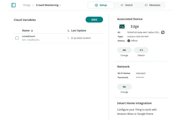 Image Which Shows the Setup Part of the Arduino Cloud Things