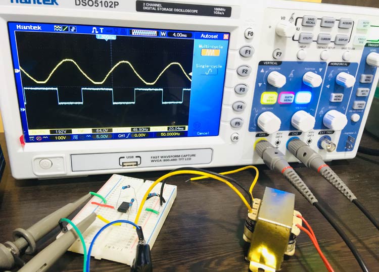 Zero Crossing Detector Circuit using Op-Amp