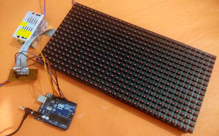 LED Display Board using P10 LED Matrix Display and Arduino