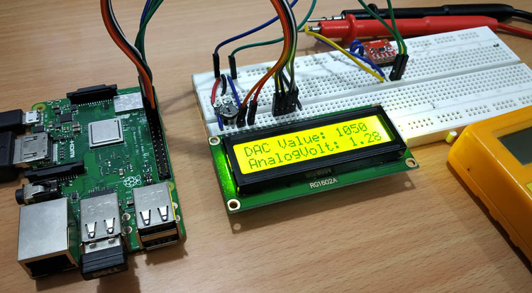 Raspberry Pi MCP4725 DAC Module Circuit Diagram Connections